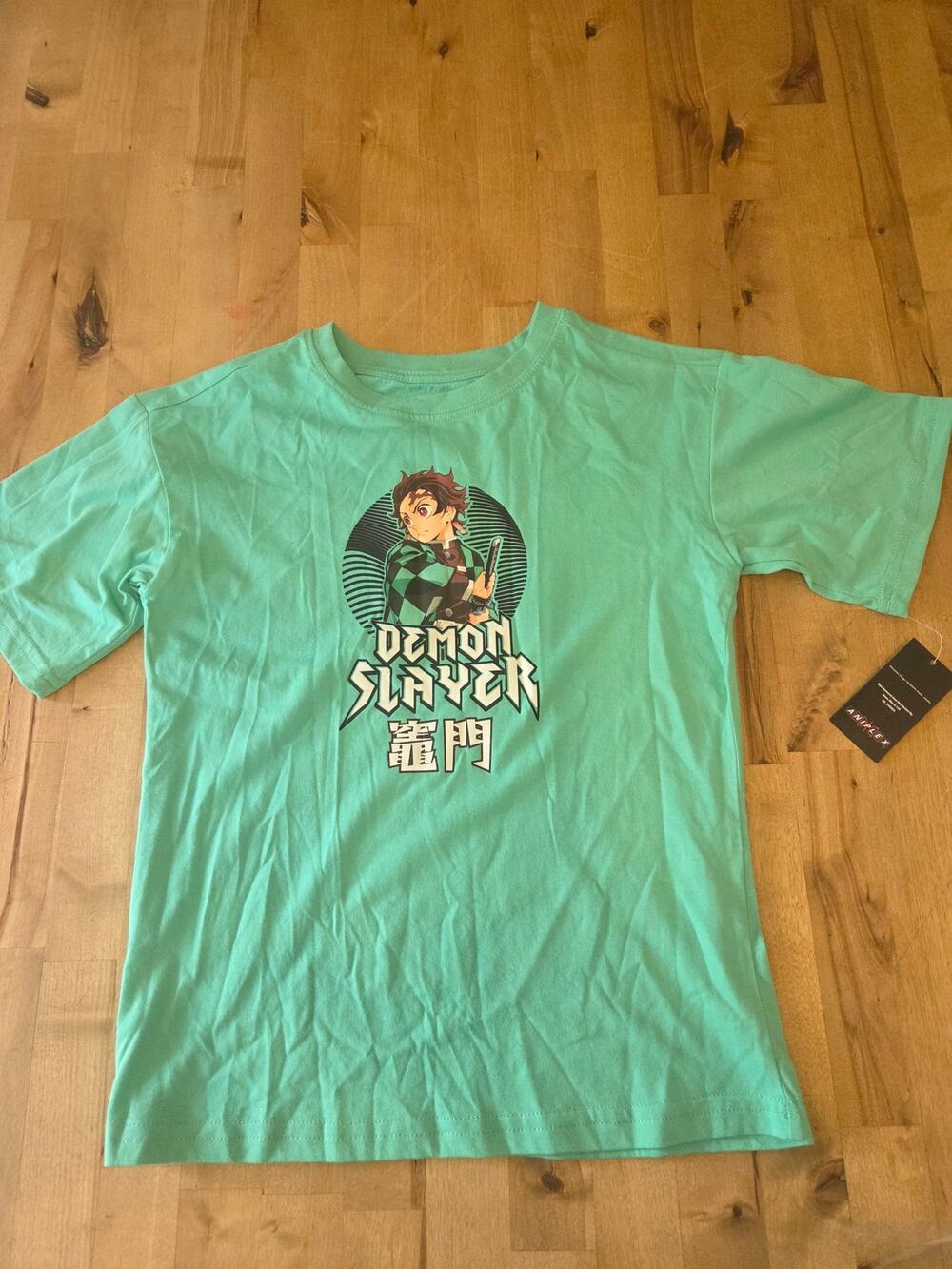 Demon Slayer Tanjiro Kamado Mint Green Graphic Tee Shirt Boys Size 8 NWT Aniplex